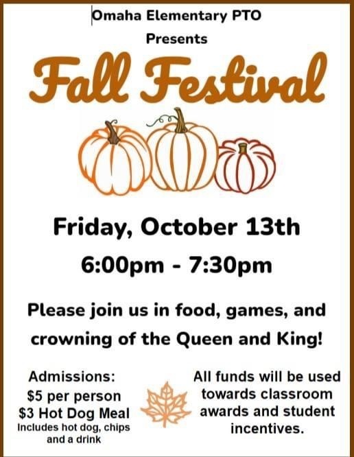 flyer for fall festival with pumpkins and leaf
